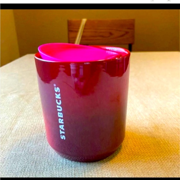 ❌GIFT❌ Starbucks Red Ombre Ceramic Stainless Insulted Short Cup Tumbler 12oz New - Picture 1 of 10